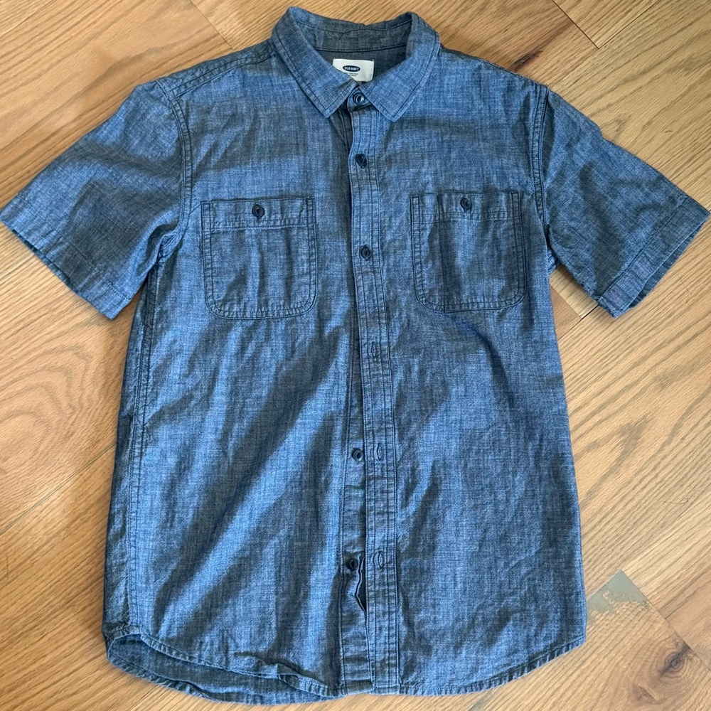 YXL Dark Blue Denim/Chambray Shirt